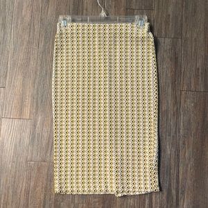 Zara - yellow patterned pencil skirt